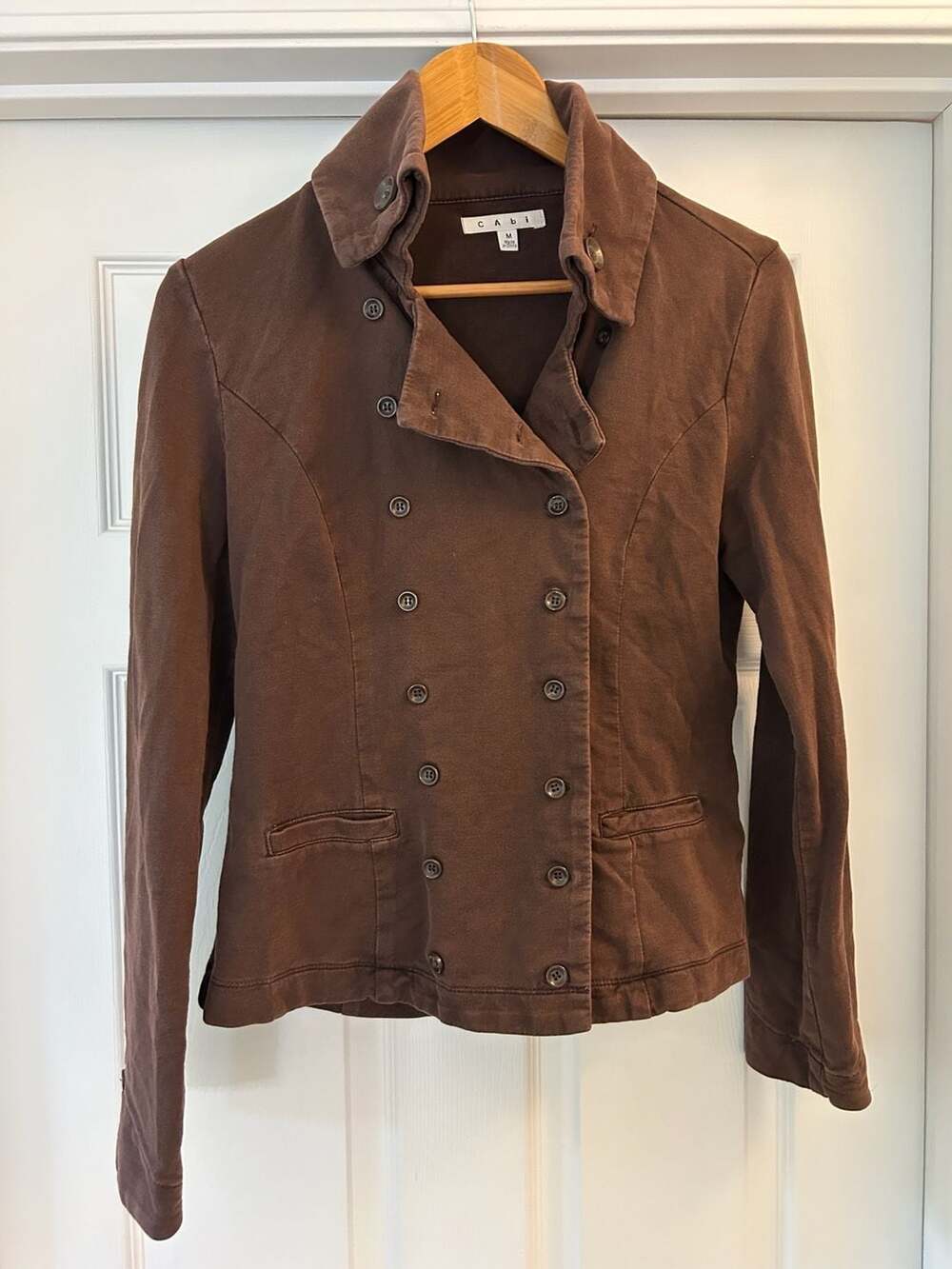 Cabi Brown Double Breasted Cotton Jacket Size M